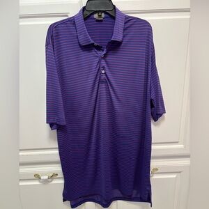 Fennec Purple Red Striped Short Sleeve Golf Polo Shirt Men’s Size XL